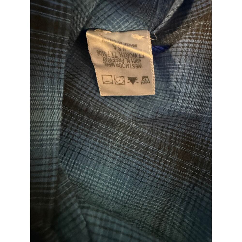 Panhandle Rough Stock Men’s XL Blue Plaid Long Sleeve Button Front Western Shirt - Picture 5 of 8